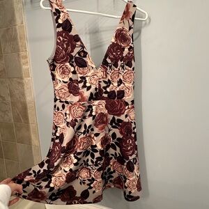 Charlotte Russe Floral V-Neck Mini Dress